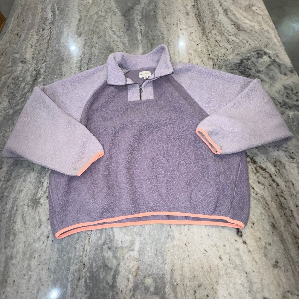 American Eagle Women's Large Oversized Fleece Lavender Purple Pullover 1/4 Zip